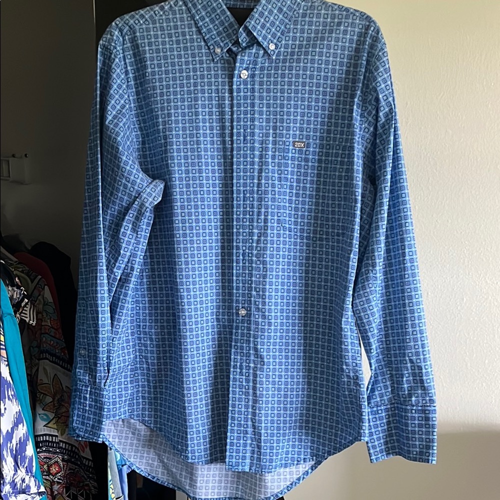 Wrangler Blue Casual Button Down Shirt with Classic Design